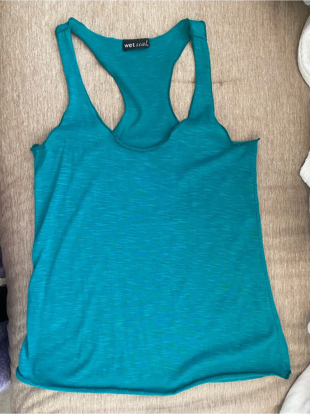 Y2K Vintage Wet Seal Teal Heathered Racerback Layering Tank Top